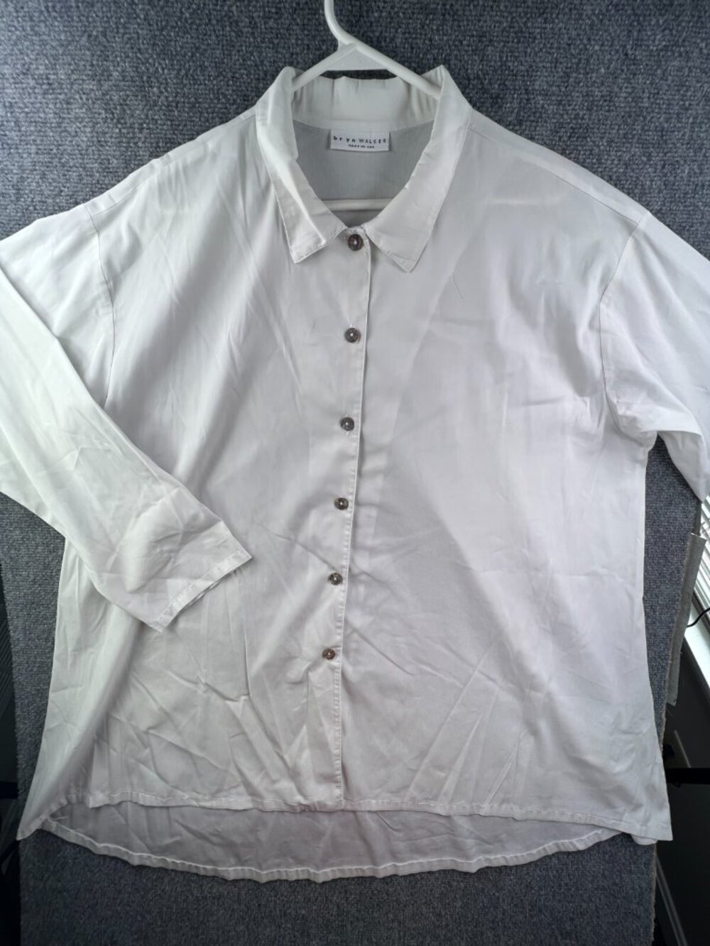 Bryn Walker Women’s Long Sleeve Button Up Shirt XL White USA Cotton Blend